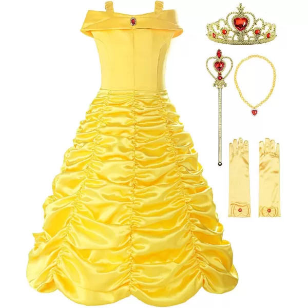 ReliBeauty Little Girls Layered Princess Dress Costume with Accessories Yellow 78Yellowwith Accessories 3T