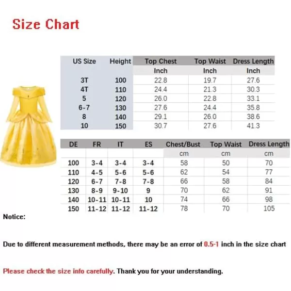 ReliBeauty Little Girls Princess Costume Dress up with Accessories YellowYellow