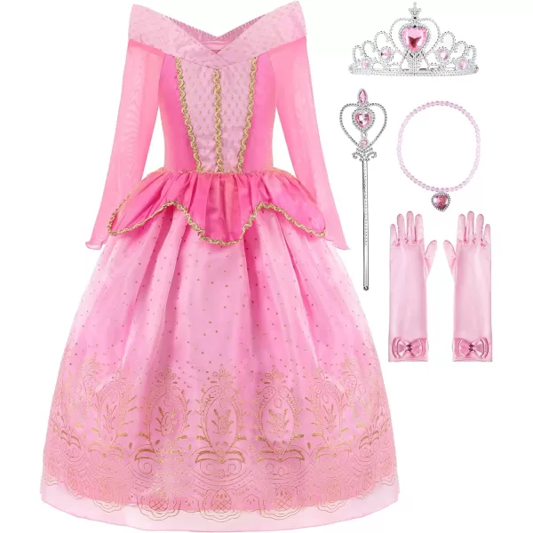 ReliBeauty Little Girls Princess Dress up Costume with Accessories 4 120 PinkPinkwith Accessories 3T100