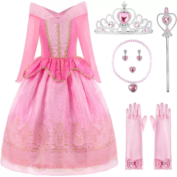 ReliBeauty Little Girls Princess Dress up Costume with Accessories 4 120 PinkPinkwith Accessories 4T110