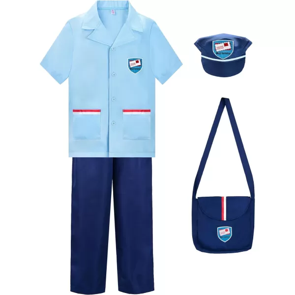 ReliBeauty Mailman Costume for Kids BlueBlue