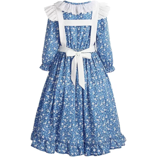 ReliBeauty Pioneer Girl Dress Colonial Prairie Costume BlueBlue