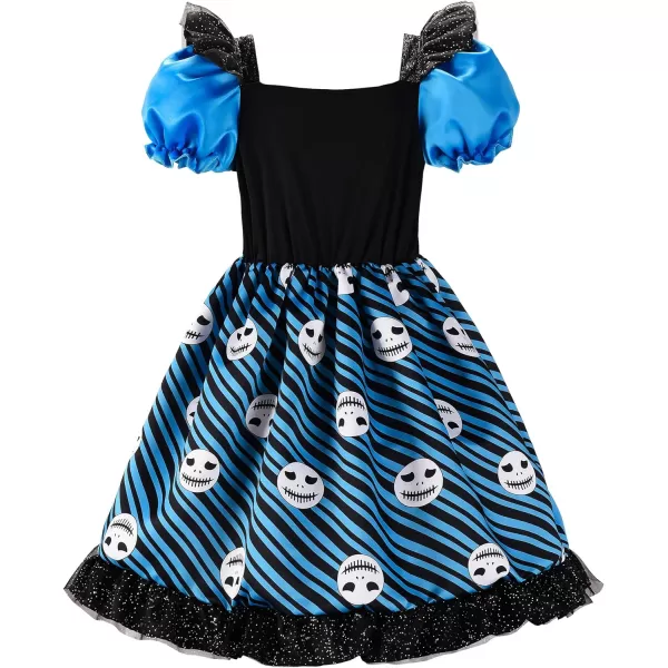 ReliBeauty Rainbow Dress Skeleton Costume Kids Christmas Costume for GirlsBlueBlue