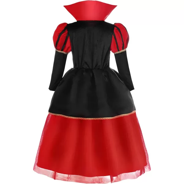 ReliBeauty Red Hearts Girls Costume Queen Dress for Kids Girls with CrownRed