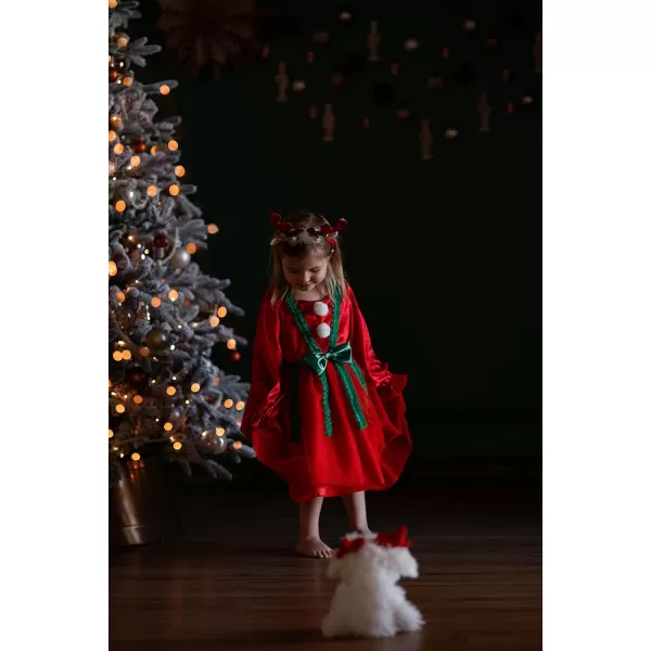 ReliBeauty Toddler Christmas Dresses for Girls with Elk Hair Band for Little GirlsRed