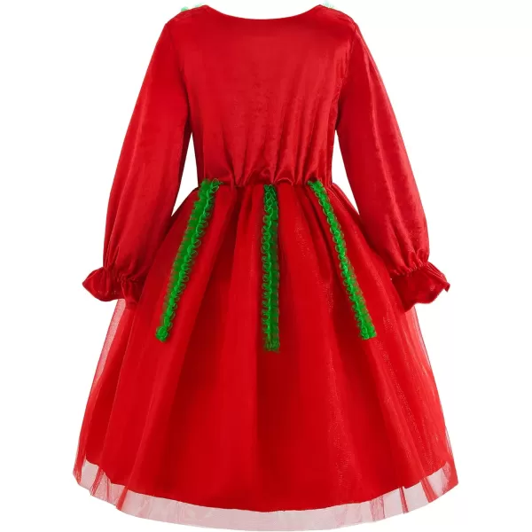 ReliBeauty Toddler Christmas Dresses for Girls with Elk Hair Band for Little GirlsRed