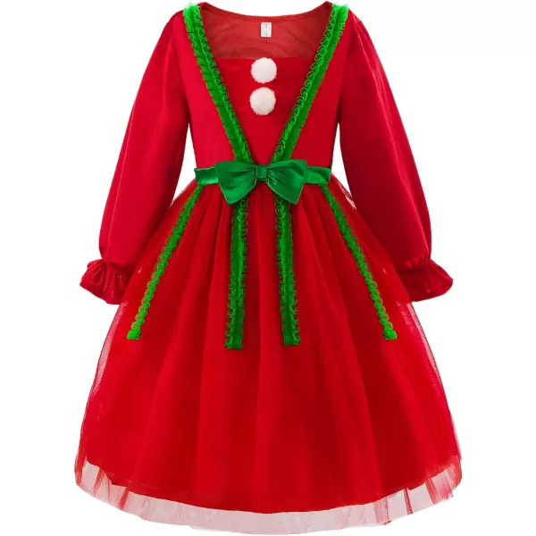 ReliBeauty Toddler Christmas Dresses for Girls with Elk Hair Band for Little GirlsRed