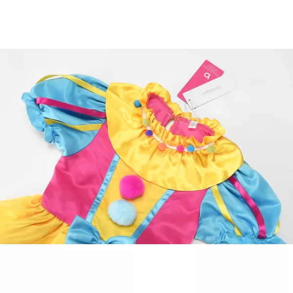 ReliBeauty Toddler Clown Costume for Kids Girls Circus Costume with WigMulticolored