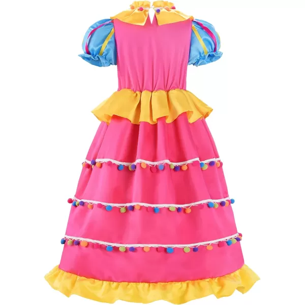 ReliBeauty Toddler Clown Costume for Kids Girls Circus Costume with WigMulticolored