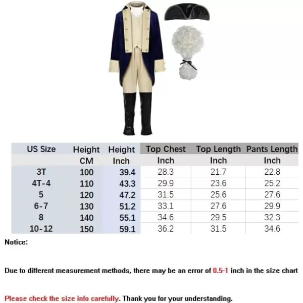 ReliBeauty Washington Costume Boys Hamilton American Colonial Uniform with WigReliBeauty Washington Costume Boys Hamilton American Colonial Uniform with Wig