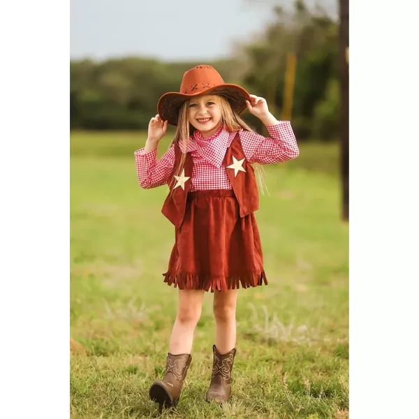 ReliBeauty Western Cowgirl Costume for Girls Funny Holiday Party Princess Dress Up Outfit for Kids BrownBrown