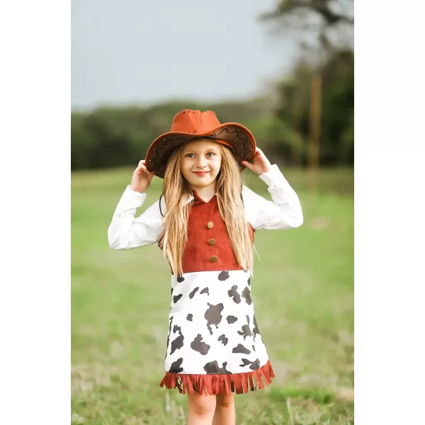 ReliBeauty Western Cowgirl Costume for Girls Funny Holiday Party Princess Dress Up Outfit for Kids WhiteWhite