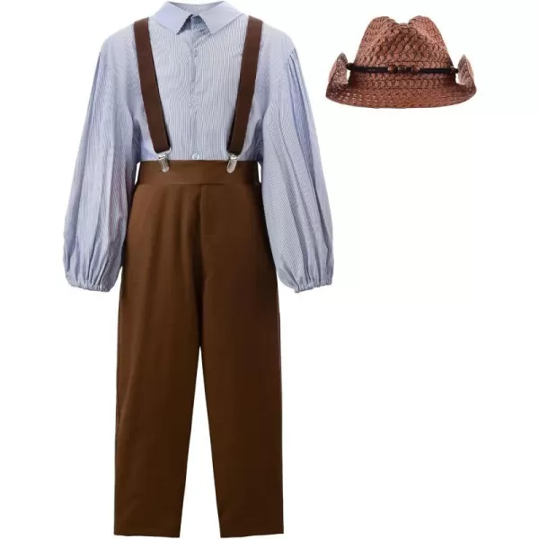 ReliBeauty Boys Pioneer Costume Kids Colonial Costume Boys with HatBrown