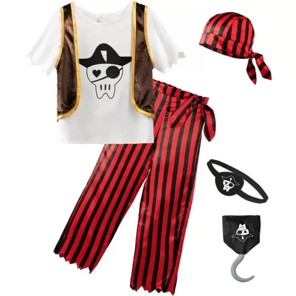 ReliBeauty Boys Pirate Costume Child Role Play SetRed