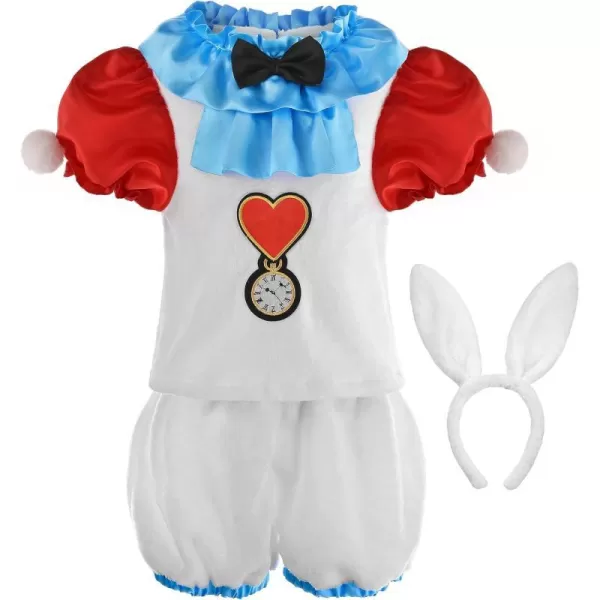 ReliBeauty Bunny Costume Wonderland for Kids Boys and Girls Easter Costume Toddler with White Rabbit EarsWhite