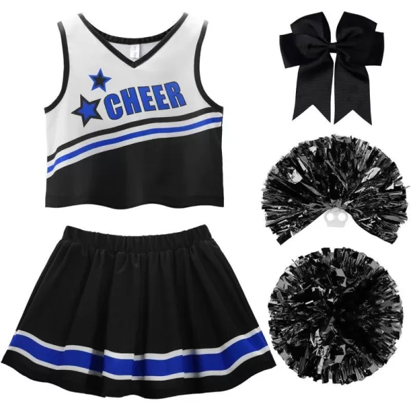 ReliBeauty Cheerleader Costume for Girls Cheer Uniform OutfitBlack