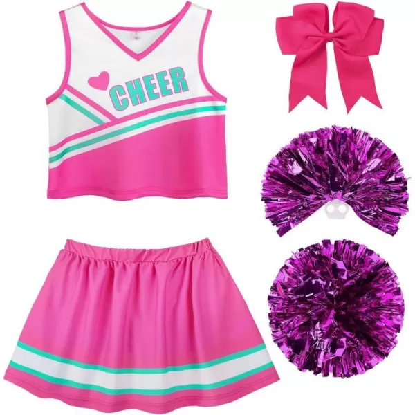 ReliBeauty Cheerleader Costume for Girls Cheer Uniform OutfitNew Pink