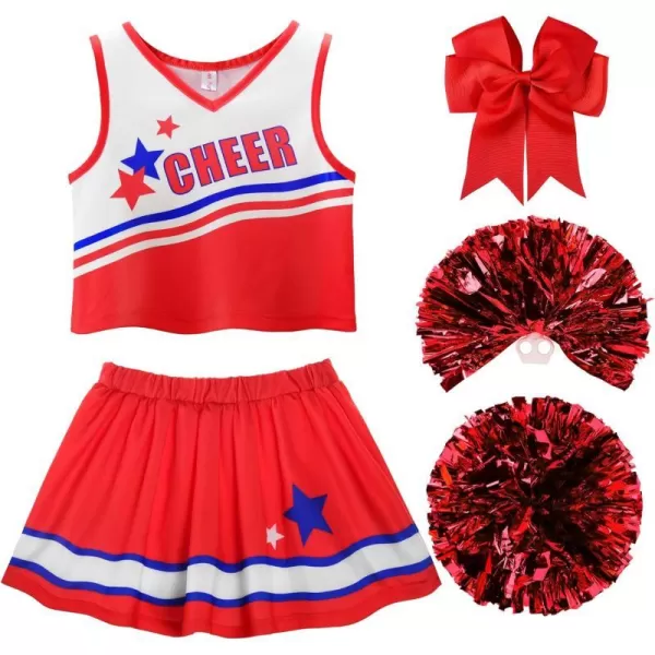 ReliBeauty Cheerleader Costume for Girls Cheer Uniform OutfitRed