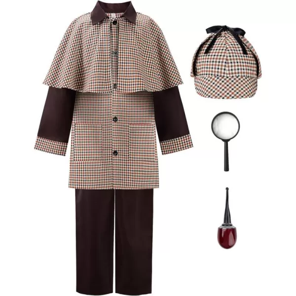 ReliBeauty Detective Costume Kids Girls and BoysBrown