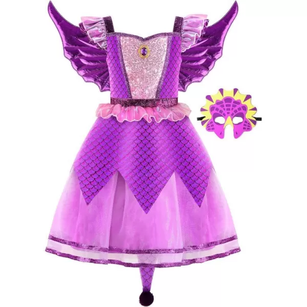 ReliBeauty Dragon Costume for Kids Girls Costume Halloween ToddlerPurple