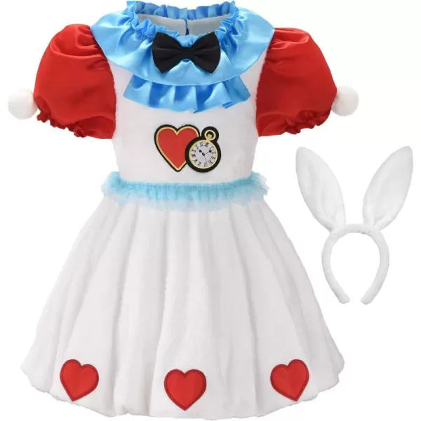 ReliBeauty Easter Costume White Rabbit Costume Kids Bunny Costumes for Girls with Bunny Ears HeadbandWhiteWhite