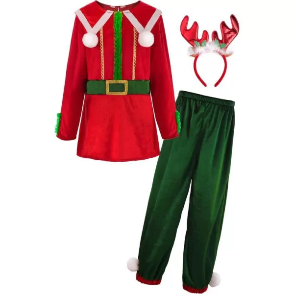 ReliBeauty Elf Costume for Kids Christmas Costumes for Kids Red GreenRed