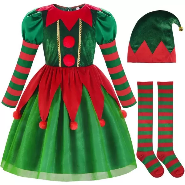 ReliBeauty Elf Costume for Kids Santa Little Helper Kids Christmas Elf Dress Suit for GirlsReliBeauty Elf Costume for Kids Santa Little Helper Kids Christmas Elf Dress Suit for Girls