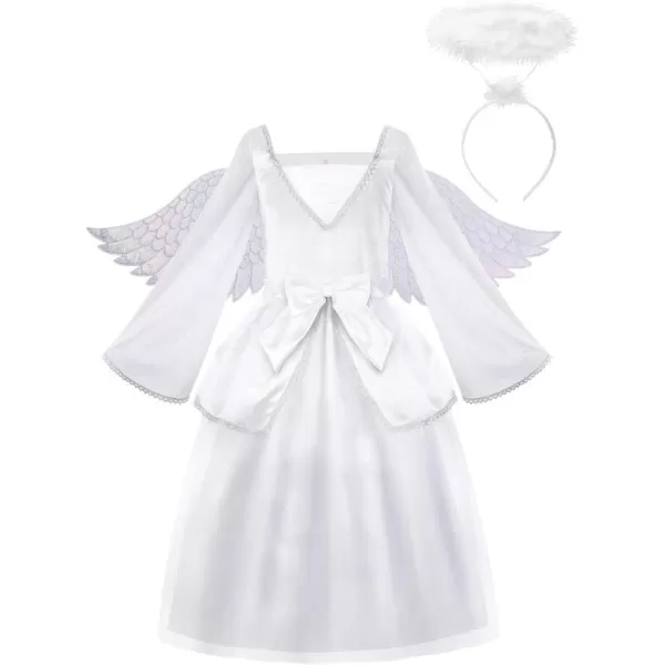 ReliBeauty Girls Angel Costume for Kids White Fancy Princess Tulle Dress with Wings and HaloReliBeauty Girls Angel Costume for Kids White Fancy Princess Tulle Dress with Wings and Halo