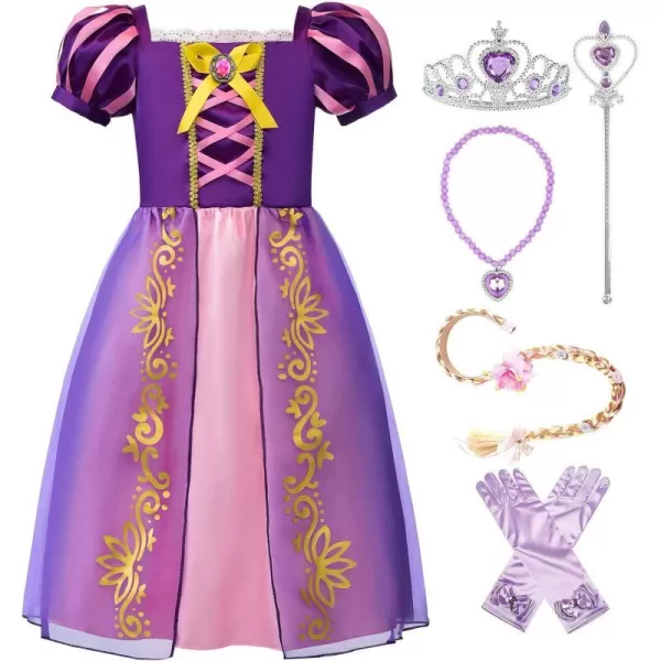 ReliBeauty Girls Dress Puff Sleeve Princess Costume 5 Purplewith Accessories1012 Purplewith Accessories