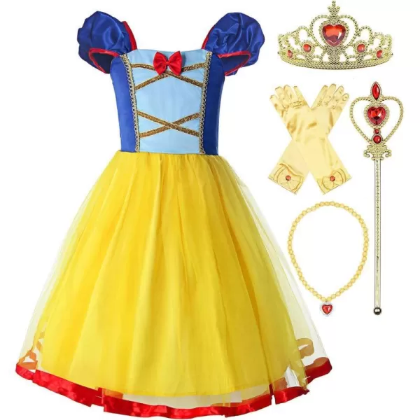 ReliBeauty Girls Elastic Waist Backless Princess Dress Costume with Accessories Yellow 3T110Yellowwith Accessories