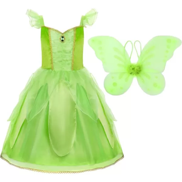 ReliBeauty Girls Green Fairy Costume for Girls Princess Halloween Tulle Dress with Butterfly WingsReliBeauty Girls Green Fairy Costume for Girls Princess Halloween Tulle Dress with Butterfly Wings