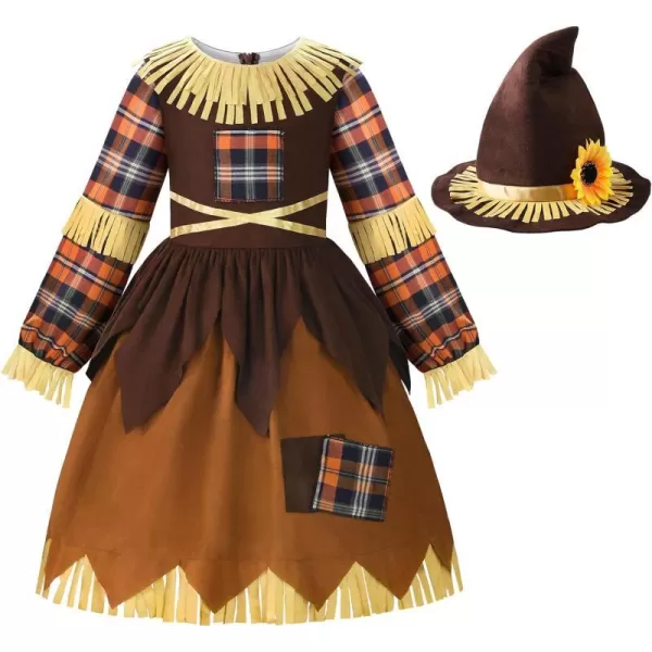 ReliBeauty Girls Halloween Patchwork Scarecrow Costume Kids DressReliBeauty Girls Halloween Patchwork Scarecrow Costume Kids Dress