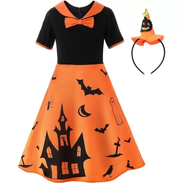 ReliBeauty Girls Pumpkin Ghost Fancy Costume Halloween Dress with HairbandReliBeauty Girls Pumpkin Ghost Fancy Costume Halloween Dress with Hairband