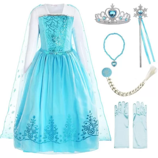 ReliBeauty Girls Sequin Princess Costume Long Sleeve Dress up Light Bluewith Accessories 4 Asian 120Light Bluewith Accessories 2T3T tag 100