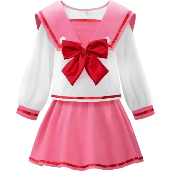 ReliBeauty Japanese School Girl Uniform Sailor DressPinkPink