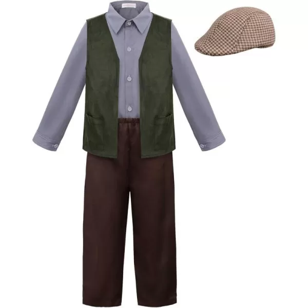 ReliBeauty Kids Colonial Costume Boys Victorian Costume for BoysGray