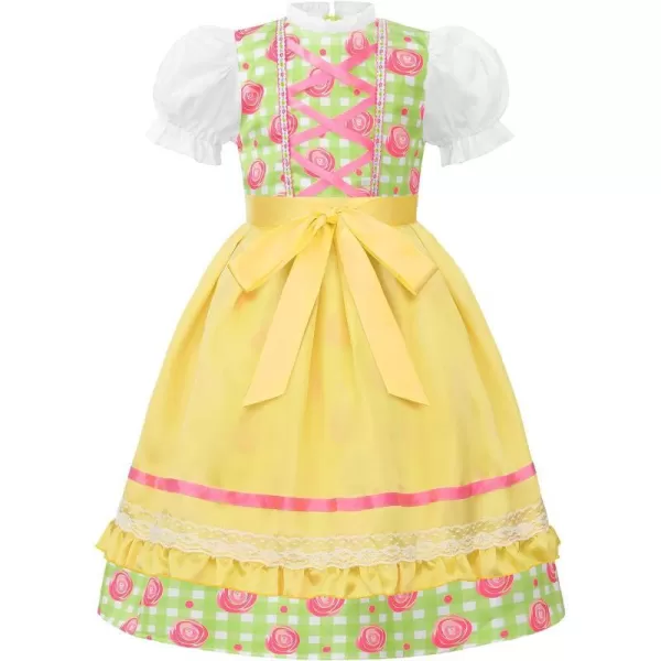 ReliBeauty Kids Girls Dirndl Dress Oktoberfest Costume German for GirlsGreen amp Yellow