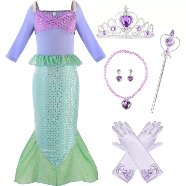 ReliBeauty Little Girls Dress Sequins Mermaid CostumeAs Shownwith Accessories