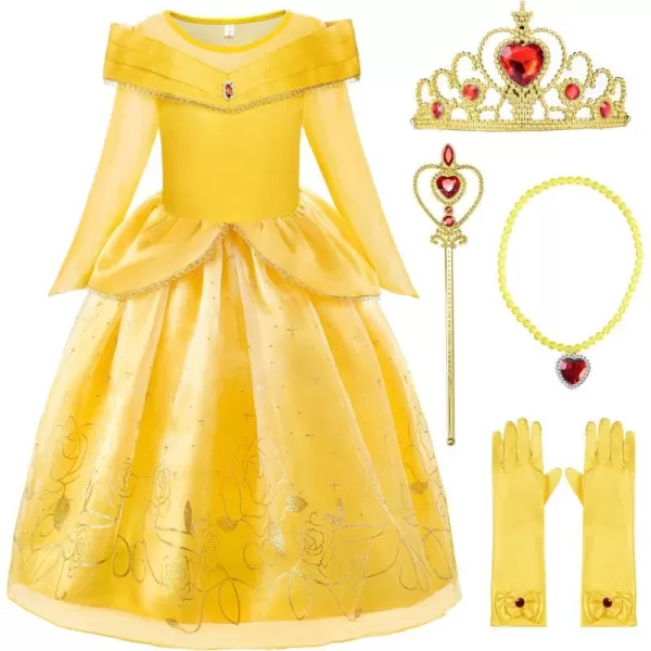 ReliBeauty Little Girls Princess Costume Dress up with Accessories YellowYellow