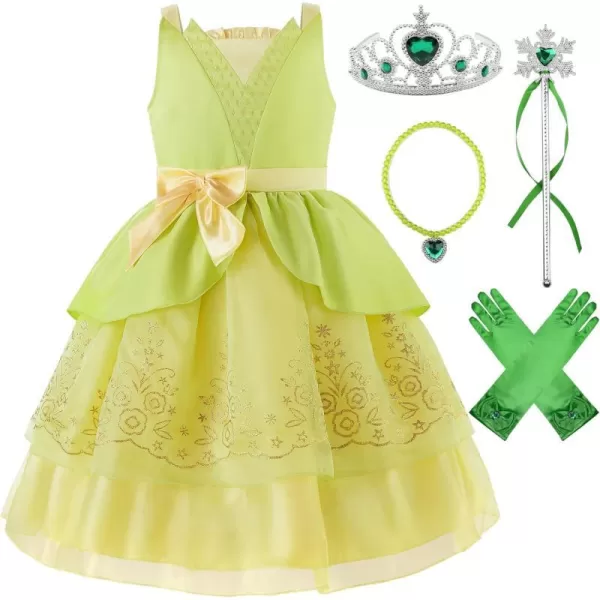 ReliBeauty Little Girls Princess Dress up Costume Sleeveless with AccessoriesGreen