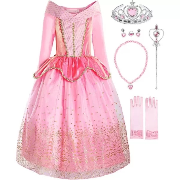 ReliBeauty Little Girls Princess Dress up Costume with Accessories 4 120 PinkPinkwith Accessories 4T110