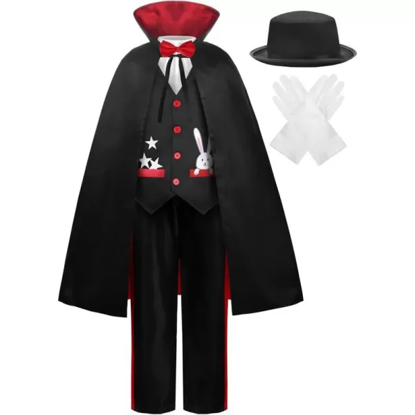 ReliBeauty Magician Costume Kids with Hat and GlovesBlack