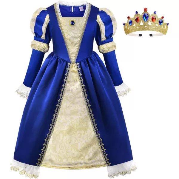 ReliBeauty Medieval Costume Girls Renaissance Princess Queen Costume for Girls Dress upBlue