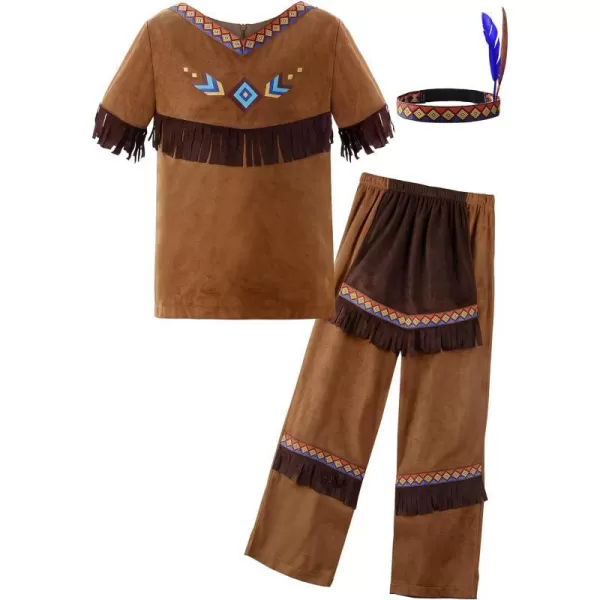 ReliBeauty Native Costume Boys Kids Dress OutfitBrown