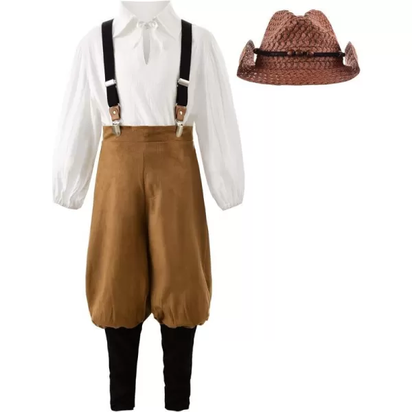 ReliBeauty Pioneer Boy Costume Colonial Kids outfit with HatReliBeauty Pioneer Boy Costume Colonial Kids outfit with Hat