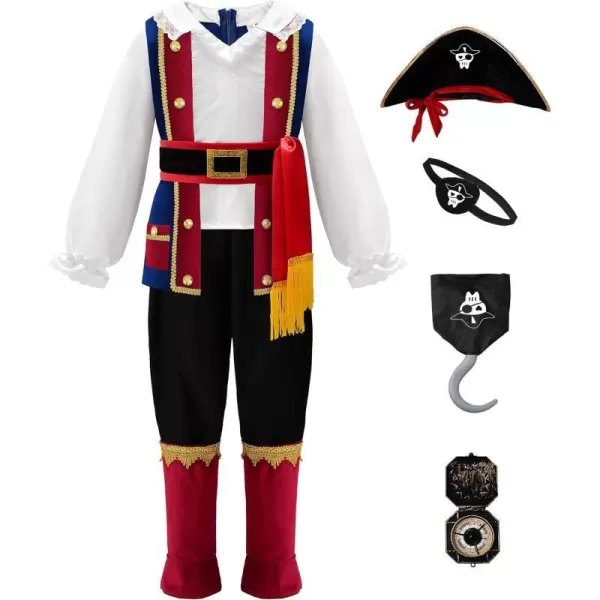 ReliBeauty Pirate Costume for Kids Toddler Boys Pirate Costume with AccessoriesBlue