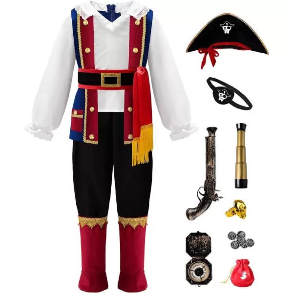 ReliBeauty Pirate Costume for Kids Toddler Boys Pirate Costume with AccessoriesMulticolored