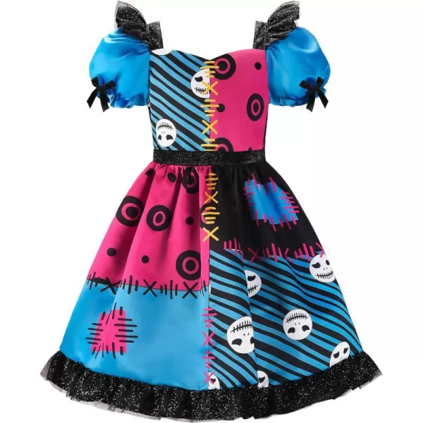 ReliBeauty Rainbow Dress Skeleton Costume Kids Christmas Costume for GirlsBlueBlue