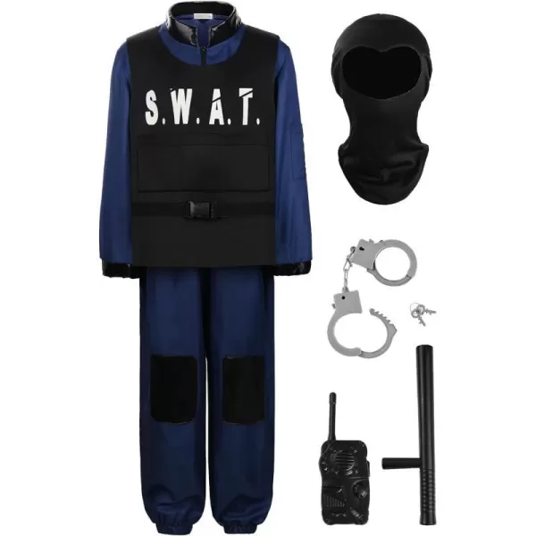 ReliBeauty Swat Costume for Boys Police Costume for KidsDark Blue