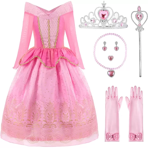 ReliBeauty Girls Princess Dress up Costume with Accessories 4T PinkPinkwith Accessories